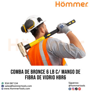 Mango ergonómico de fibra de vidrio de la comba de bronce 6 LB HOMMER, resistente y cómodo para trabajos pesados