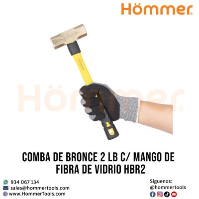 COMBA DE BRONCE 2 LB CON MANGO DE FIBRA DE VIDRIO HBR2 HOMMER – HERRAMINTA ANTICHISPA SUPERIOR PARA INDUSTRIA
