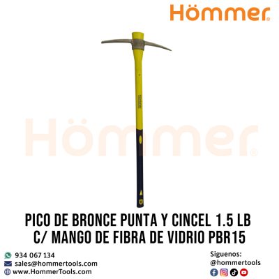 PICO DE BRONCE PUNTA Y CINCEL 1 1/2 LB C/MANGO DE FIBRA DE VIDRIO PBR15 HOMMER