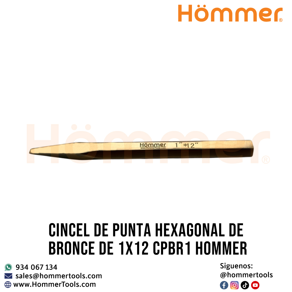 cincel de punta hexagonal de bronce de 1x12 cpbr1 hommer 1 2 1