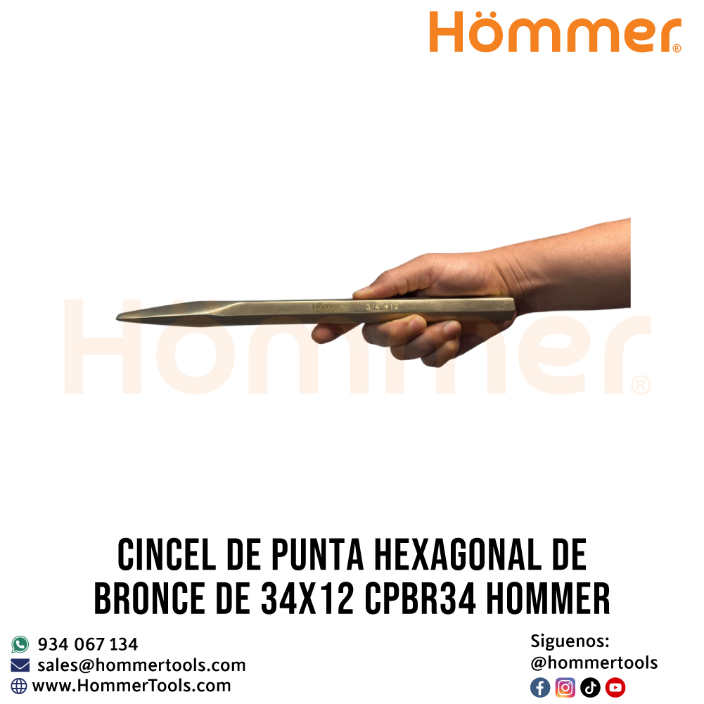 cincel de punta hexagonal de bronce de 34x12 cpbr34 hommer 1 2 1