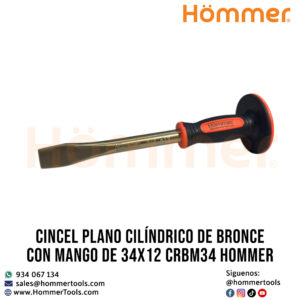 cincel plano cilindrico de bronce con mango de 34x12 crbm34 hommer 1 1