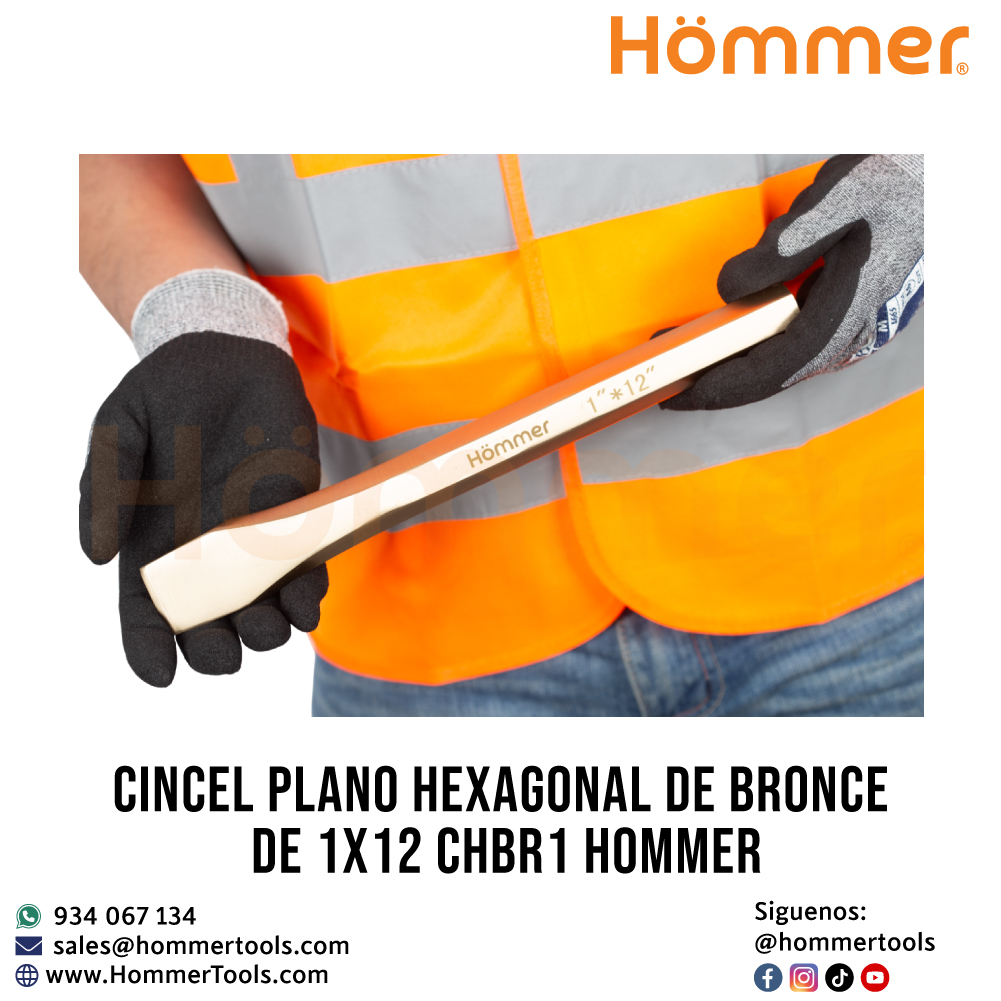 cincel plano hexagonal de bronce de 1x12 chbr1 hommer 3 1 1