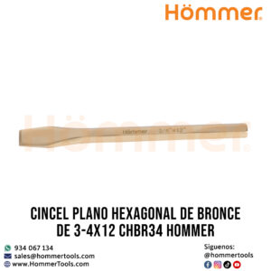 cincel plano hexagonal de bronce de 3 4x12 chbr34 hommer 1 1