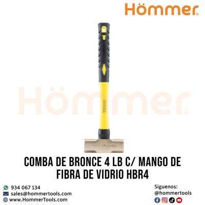 Comba de bronce 4 LB HOMMER con mango de fibra de vidrio, herramienta antichispa para uso industrial