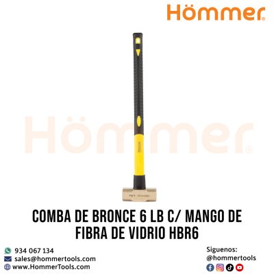Comba de bronce 6 LB HOMMER con mango de fibra de vidrio, herramienta antichispa para uso industrial