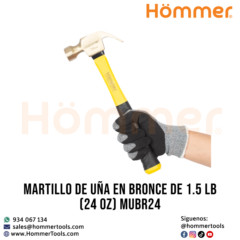 Cabeza de martillo antichispa HOMMER de bronce de 1.5 LB – resistente y segura para zonas explosivas