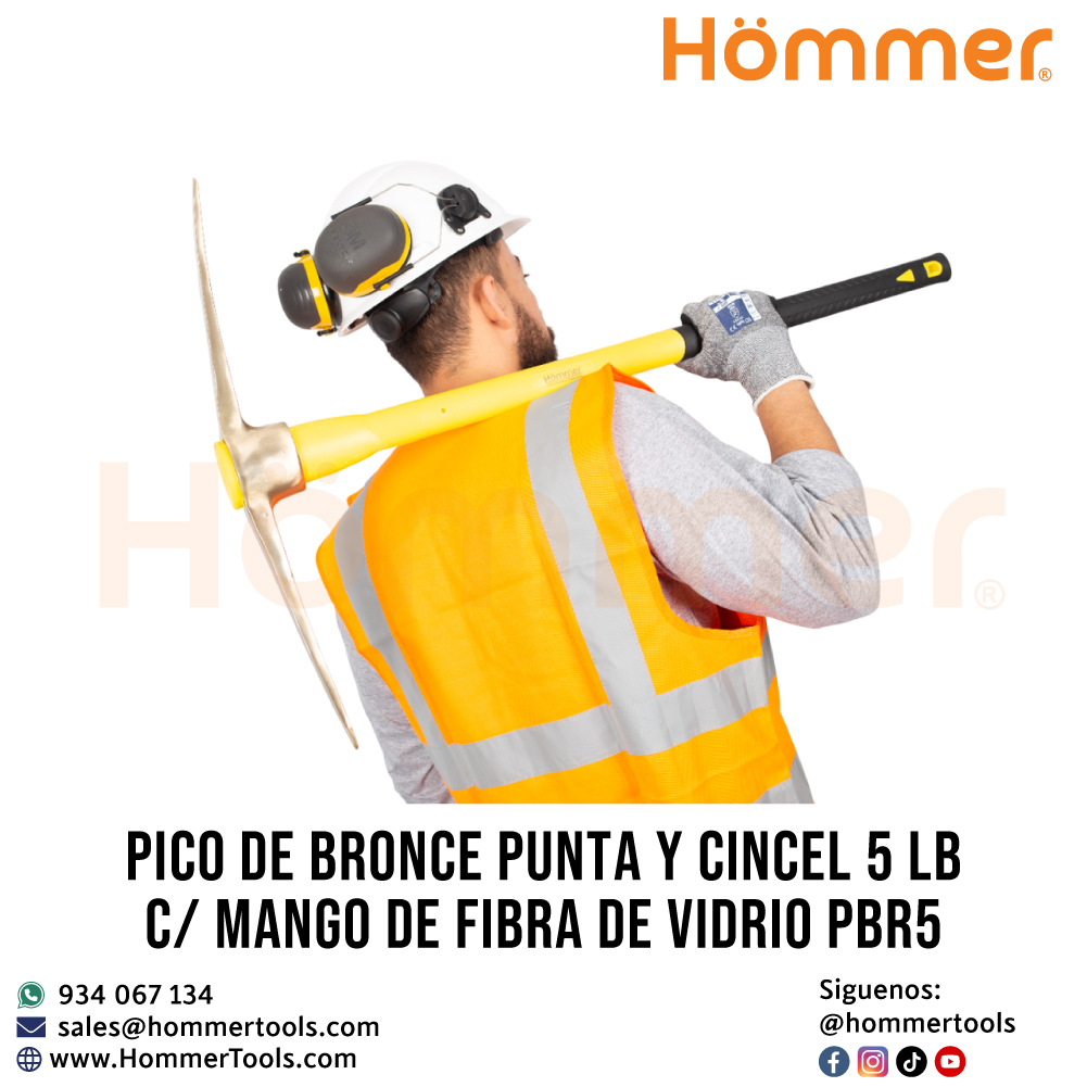 pico de bronce punta y cincel 5 lb c mango de fibra de vidrio pbr5 hommer 1 1 1