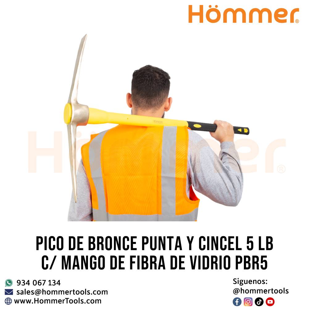 pico de bronce punta y cincel 5 lb c mango de fibra de vidrio pbr5 hommer 3 2 1