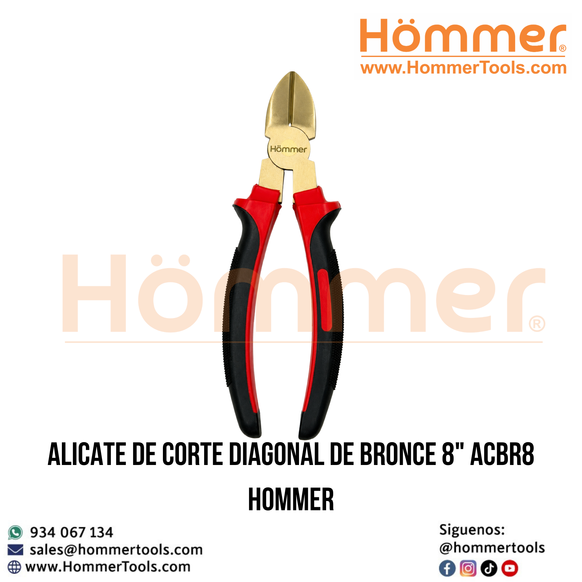 ALICATE DE CORTE DIAGONAL DE BRONCE 8" ACBR8 HOMMER