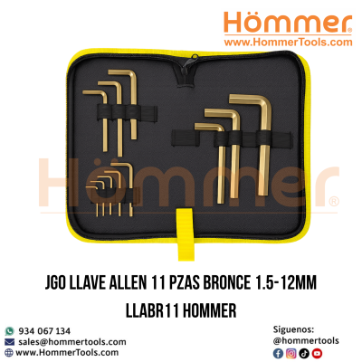 Jgo llave allen 11 pzas bronce 1.5 12mm LLABR11 hommer