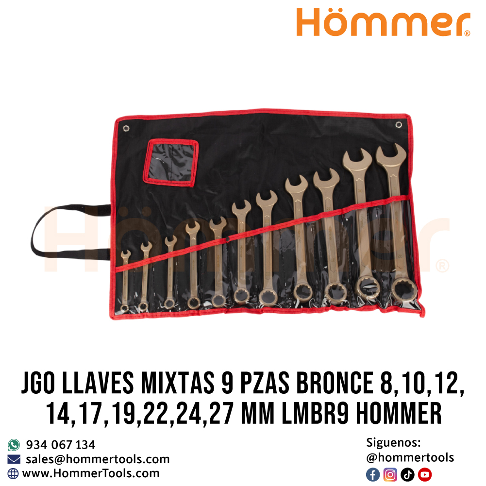 Jgo llaves mixtas 9 pzas bronce 81012141719222427 MM LMBR9 hommer